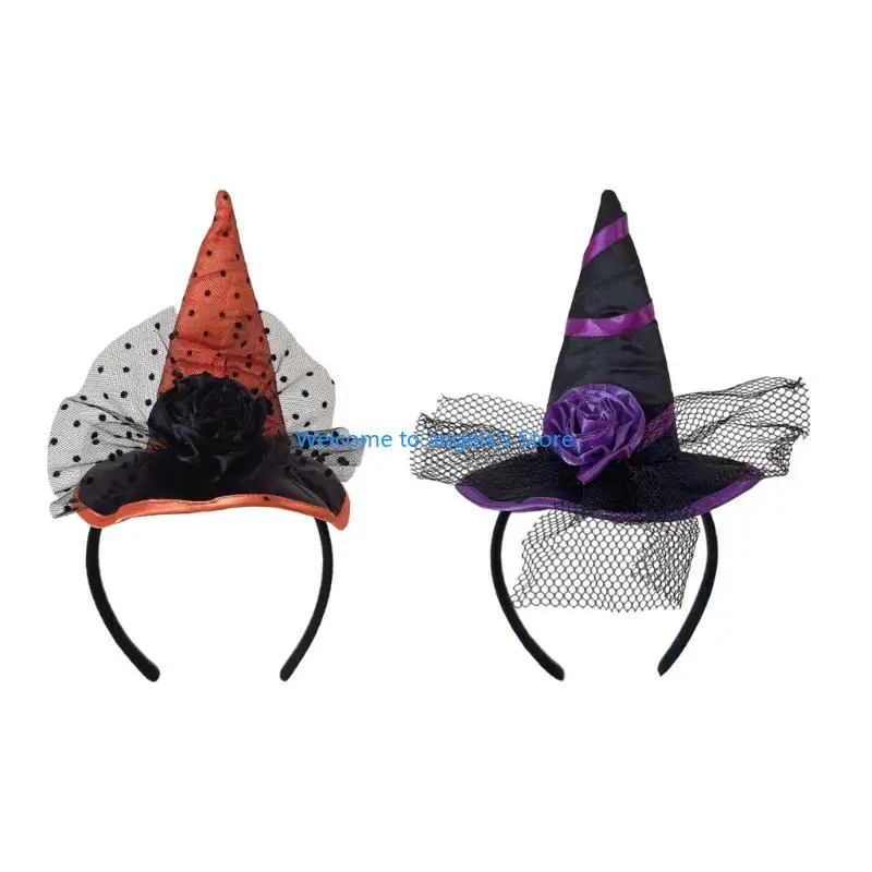 X4YC Thoải Mái Phù Thủy Mũ Trụ Vải Mềm Trang Phục Halloween Băng Đô Quấn Tóc Trẻ Người Lớn