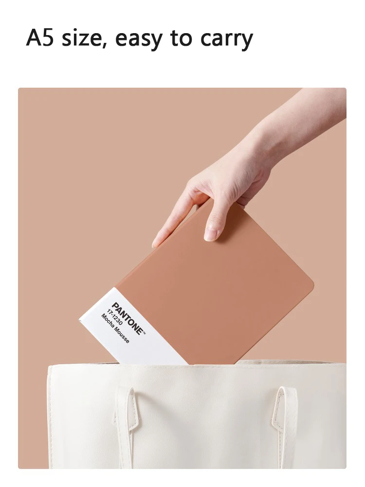 KACO x PANTONE 2025 Representative Color A5 Notebook Set,Mocha Mousse 96 Sheets Portable Underline Notepad For Meeting Traveling