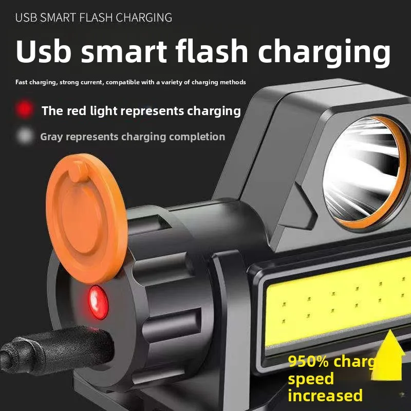 Intelligent induction headlight strong light multi-function outdoor working miner light portable long battery life fishing light