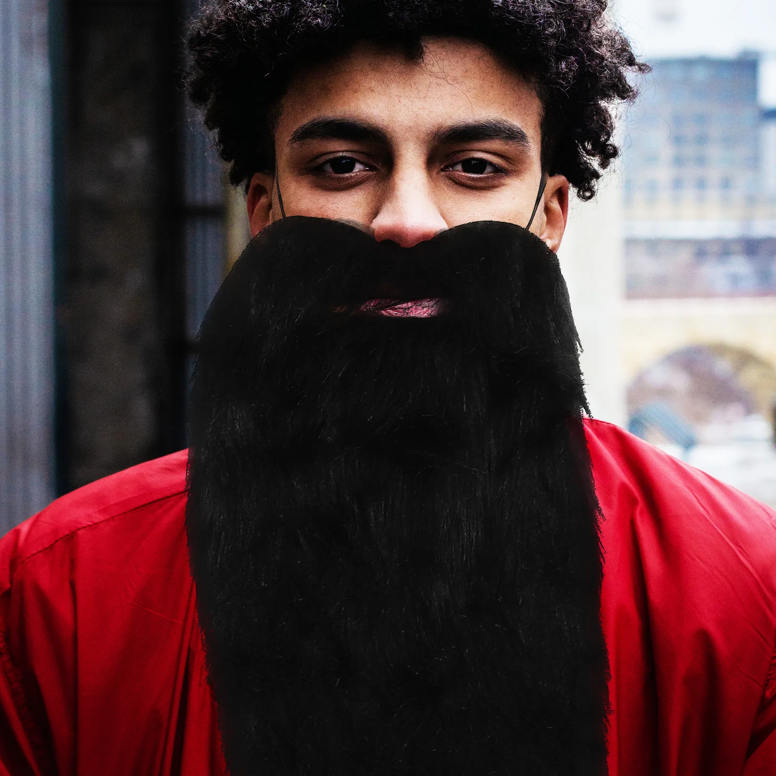 

Fake Beard Comfortable Safe Material Lightweight Halloween Prop Stage Cosplay Black Creative Decor Artificial
