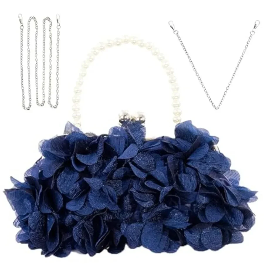 

JAMBHALA Women Elegant Evening Purse, Small Floral Clutch Bag with Detachable Chain for Wedding, Party, Prom