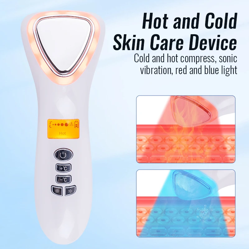 

Hot Cold Hammer Tightening Wrinkle Removal &Pore Care Beauty Instrument LED Phototherapy Facial Massager Face Lifting Tool Skin