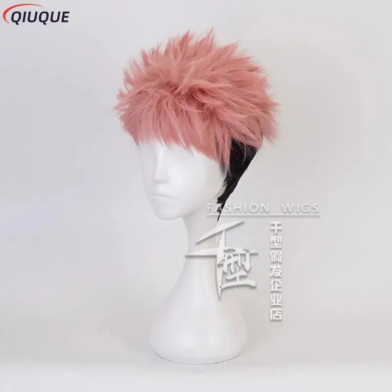 Disfraz de Yuji Itadori para hombre y mujer, trajes de Anime, pelucas, camisetas azul marino/negras, pantalones, ropa deportiva