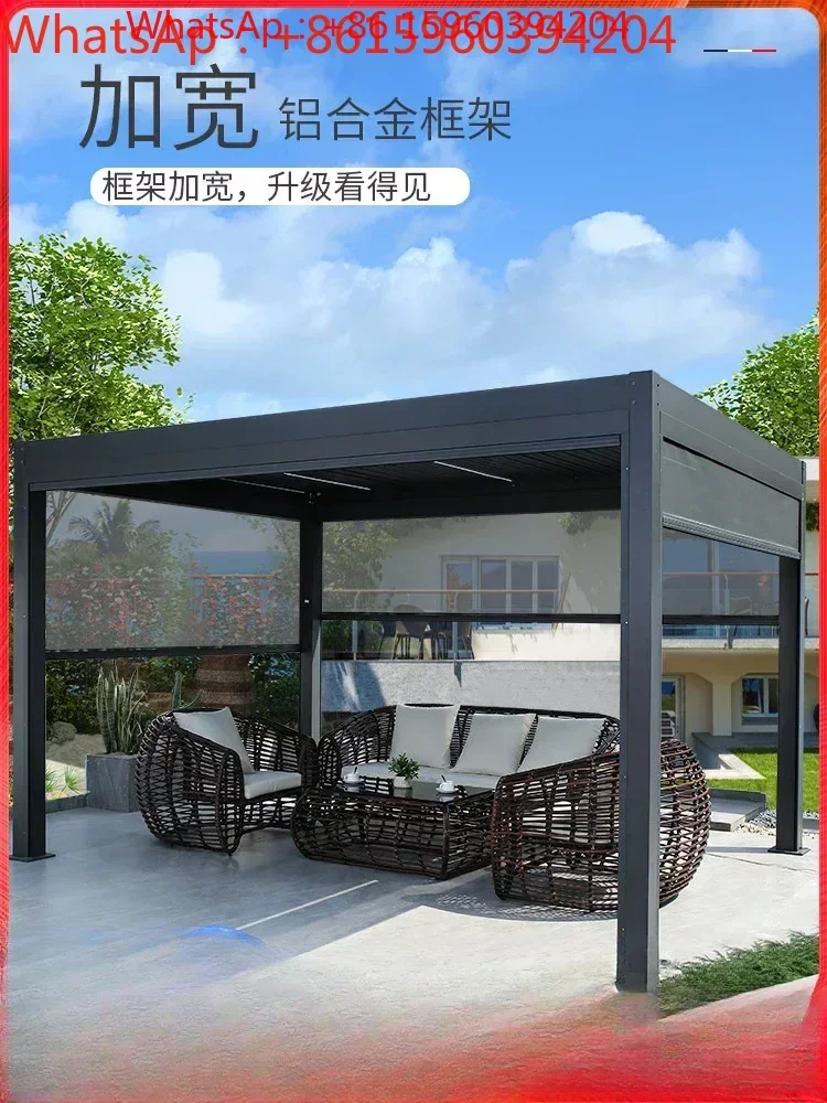 Outdoor Electric Louver Flip Canopy Aluminum Alloy Outdoor Chinese Villa Garden Sunshade Pavilion