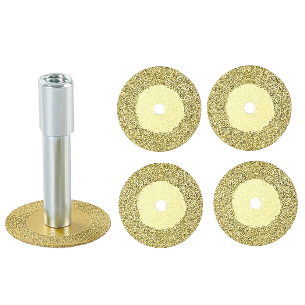 

Отрезные диски с оправкой, 5 шт., колеса, керамические отрезные диски, алмазные алмазные отрезные диски для стекла, золотая резьба M10, вращающийся инструмент