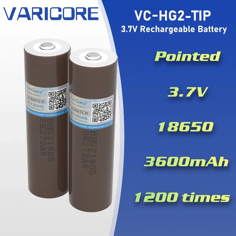 VariCore Original HG2 18650 3000mAh Rechargeable Battery 3.7V/3.6V discharge 20A dedicated For hg2 batteries + DIY Tip