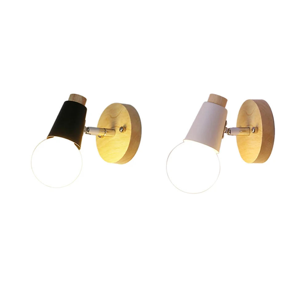 

Minimalist Modern Solid Wood E27 Wall Lamp White Wall Sconce Loft Lighting Decor for Bedroom Living Room Porch Bathroom
