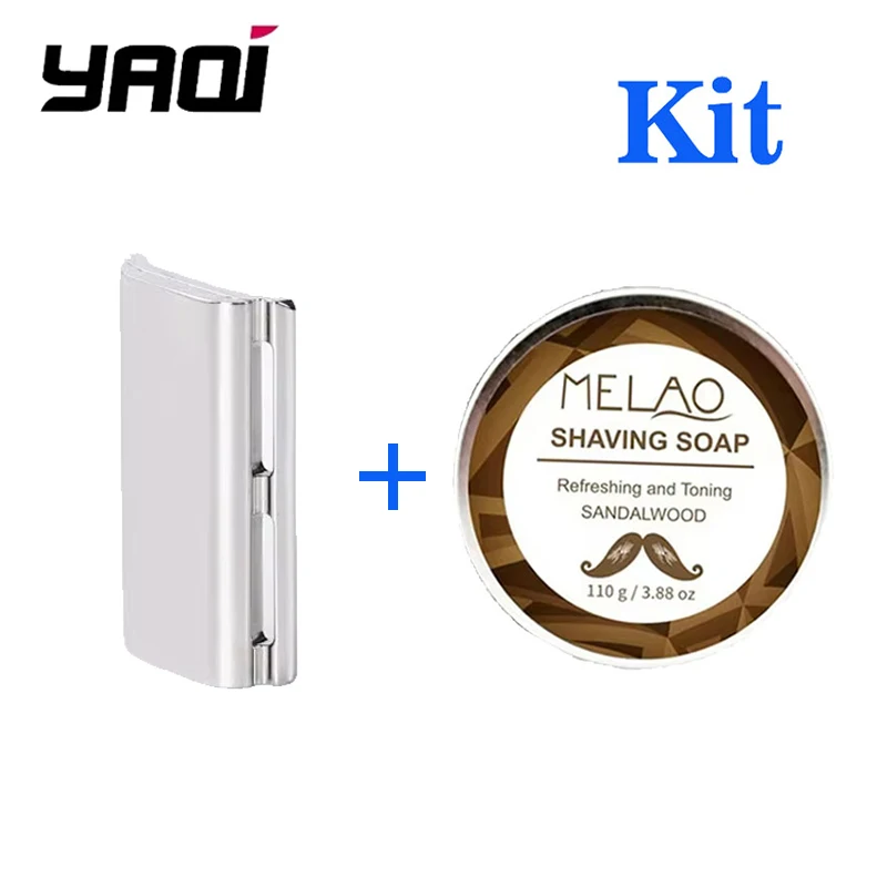 

YAQI Ghost 90SB Safety Razor Head 316 Stainless Steel Polished 0.90mm Blade Gap Stainless Steel Beard Razor and Shaving Soap Kit
