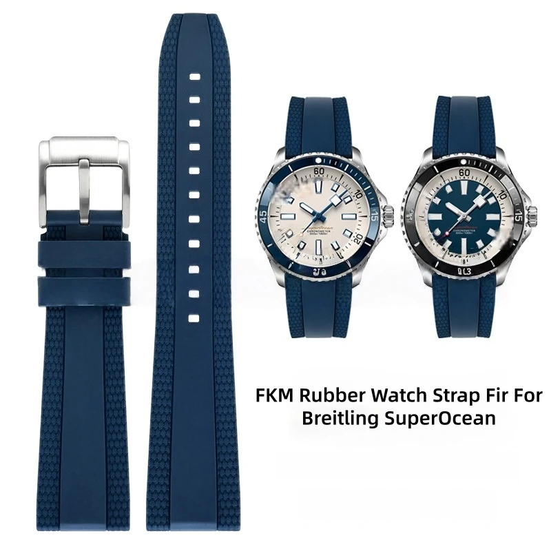 

20mm 22mm FKM Rubber Watch Strap With Quick Release Bar Fit For Breitling Fine Quality Watch Band