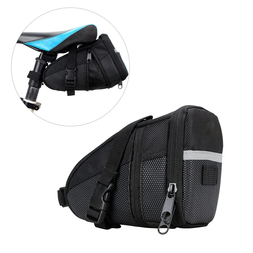 

Mountain Bike Saddle Bag Compact Durable Storage Pouch Shockproof Reflective Rear Light Cycling Seat Pack Essentials