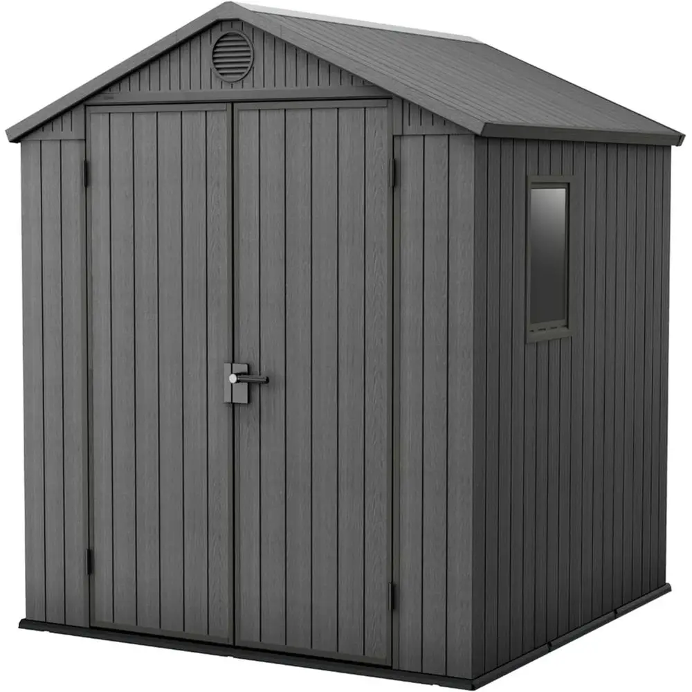 

Большой уличный сарай для хранения 6x6 футов, усиленный, с двойными дверями, для садовых инструментов и принадлежностей, серый цвет