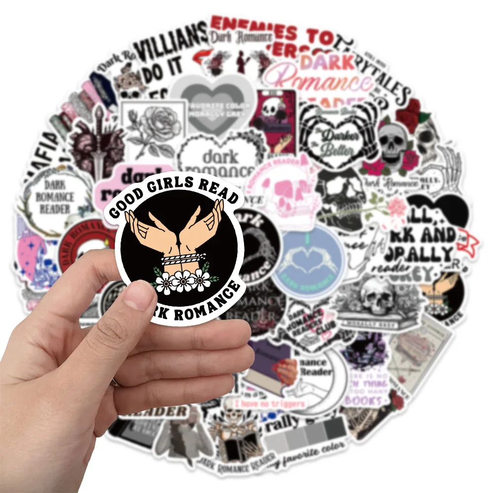 50PCS Dark Romance Reader Handwritten Materials Phone Cases Laptop Suitcases Water Cups Waterproof Stickers