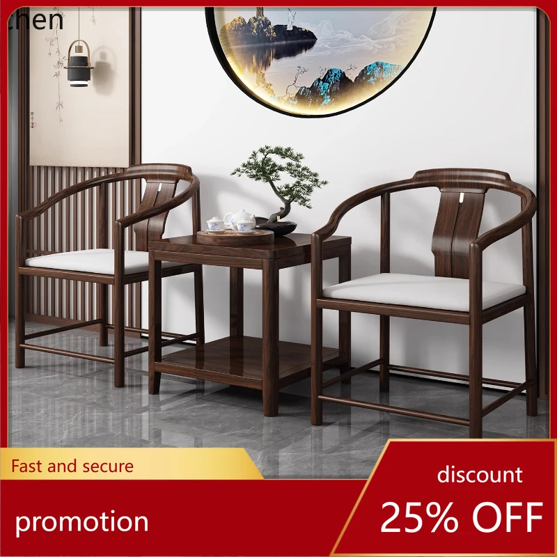 

HXL Solid Wood Three-Piece Set Tai Shi Official Hat Chair Leisure Study Chair