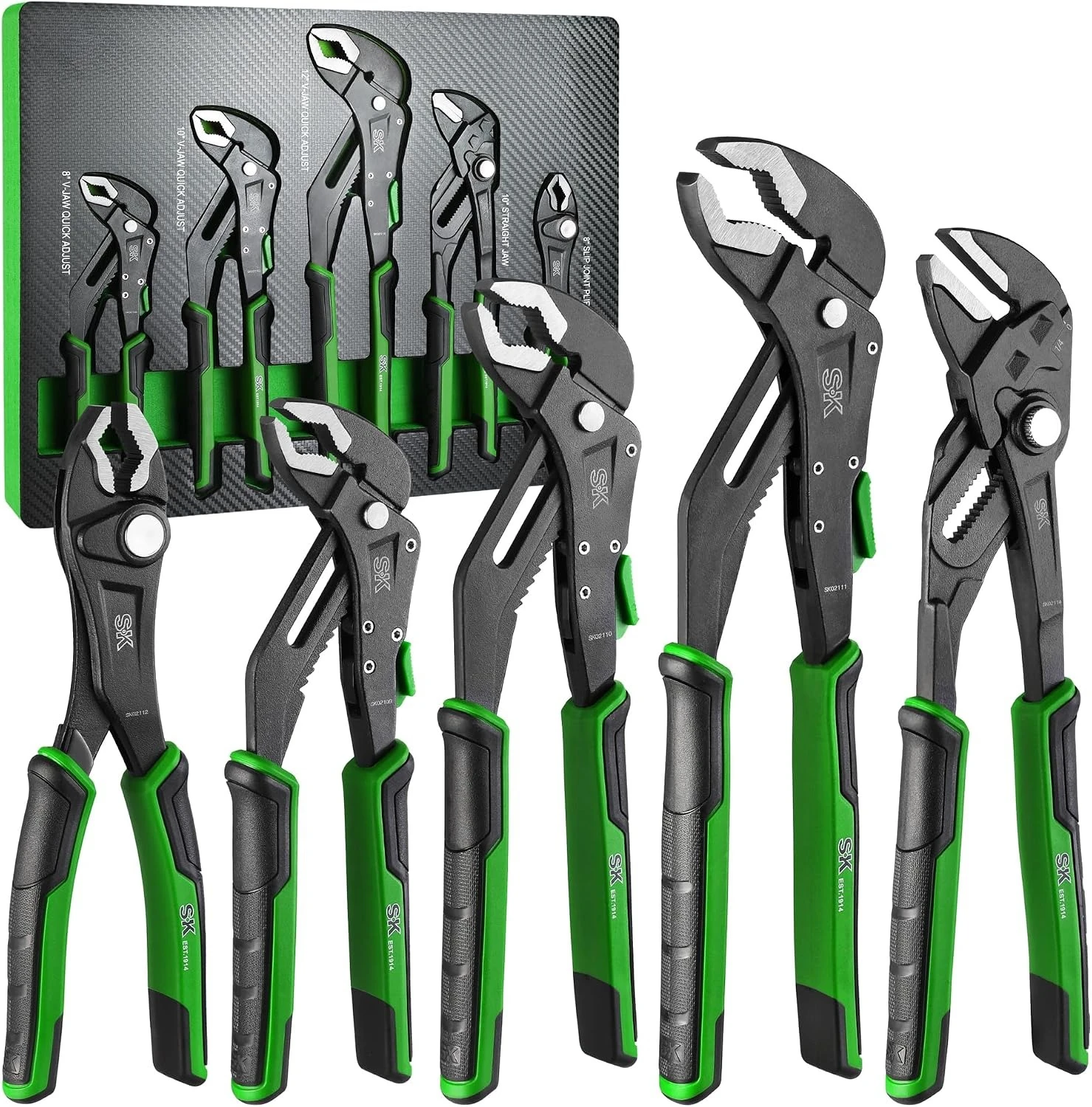 5-Piece Pliers Set, Premium CR-V Steel, with EVA Foam Tool Organizer
