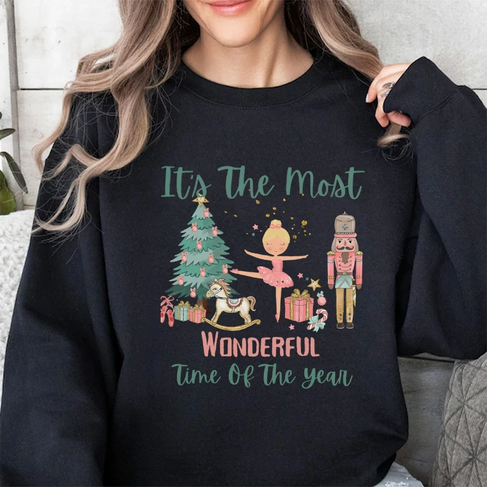 Graphic Sweatshirt Cusal Long Sleeve Shirt Comfort Colors Unisex Hoodie It The Most WONDERFUL Time 0f The Yean Christmas Style