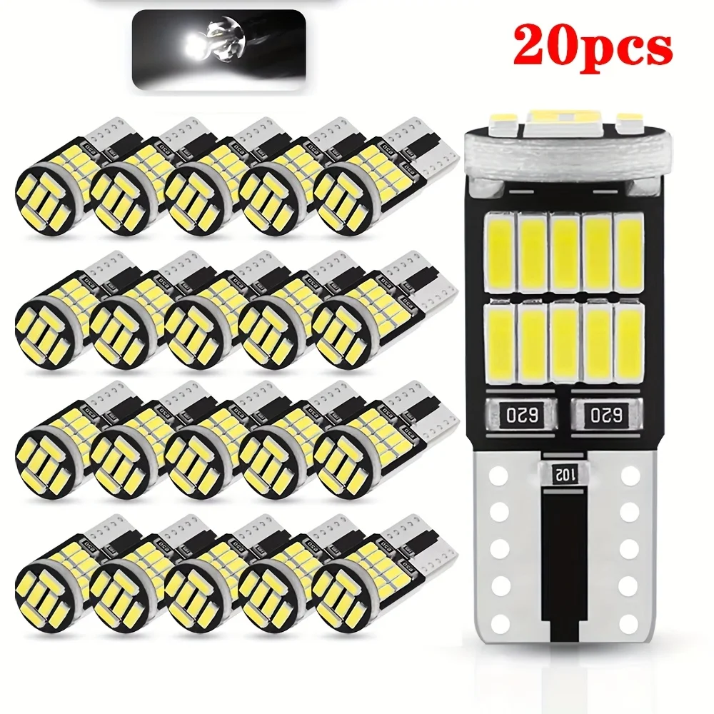 

10/20PCS W5W T10 Led Bulbs Canbus 4014 SMD 6000K 168 194 Led 5w5 Car Interior Dome Reading License Plate Signal LightLamp