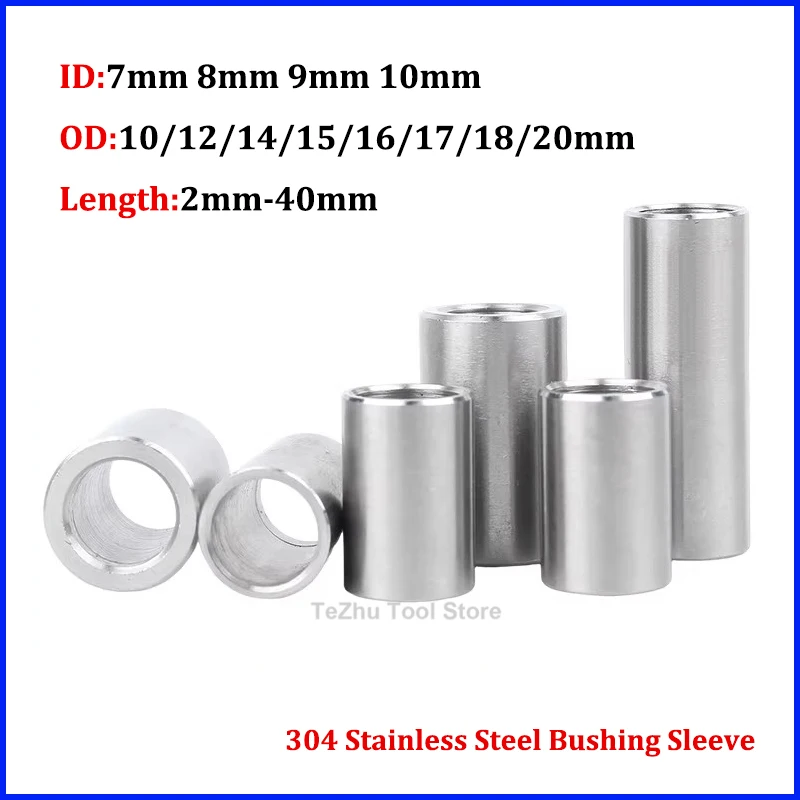 

ID 7 8 9 10mm 304 Stainless Steel Bushing Washer Gasket Unthreaded Round Hollow Standoff Spacer Sleeve OD 10-20mm