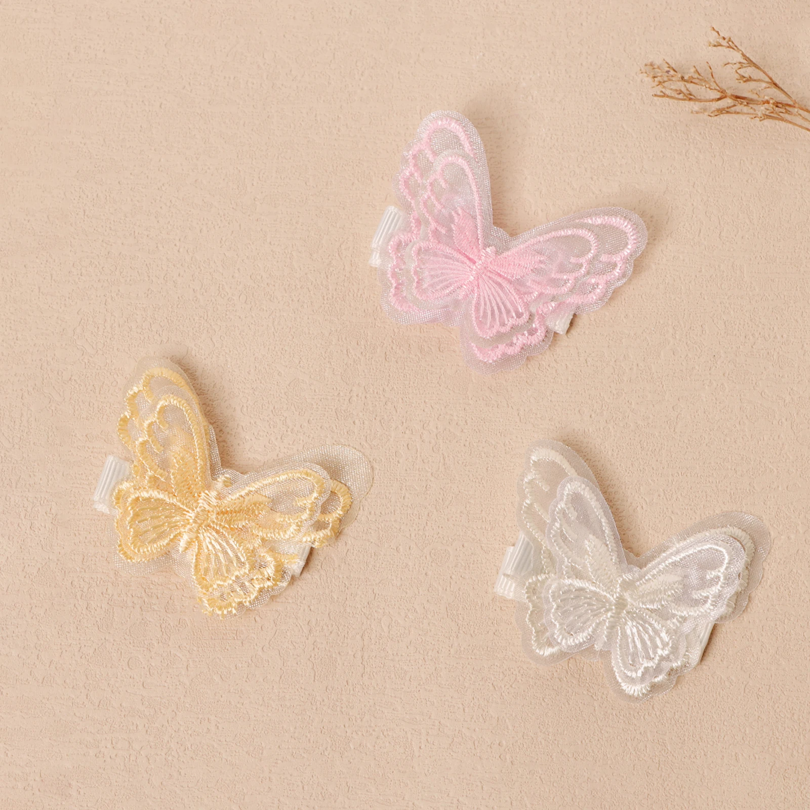 6 stks Kleurrijke Dubbellaags Kant Vlinder Vleugel Haar Clip Baby Leuke Combinatie Haarspeld Kleine Vlinder Haaraccessoire Voor Meisjes