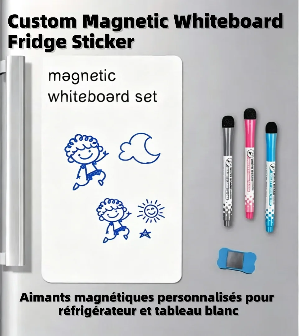 Custom Magnetic Whiteboard Fridge Sticker Magnetic Dry Erase Board Reusable Fridge Magnet Custom Paper Fridge Magnet