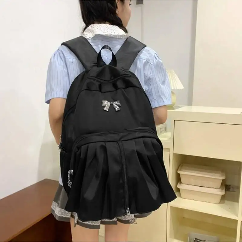 High-Capacity Simple Bow Y2k Aesthetic Ita Bags All Match Girls Sweet Kawaii Schoolbags Transparent Backpacks For Women Students