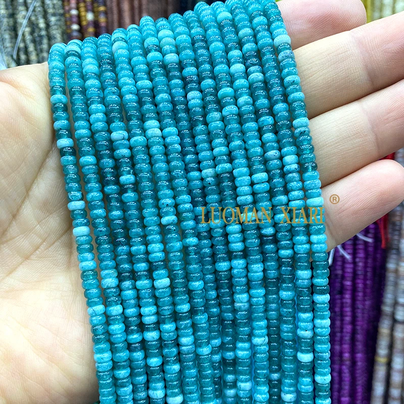 2x4mm Rondelle Natural Stone Onyx Turquoise Emerald Chalcedony Abacus Spacer Beads for Jewelry Making DIY Bracelets Accessories