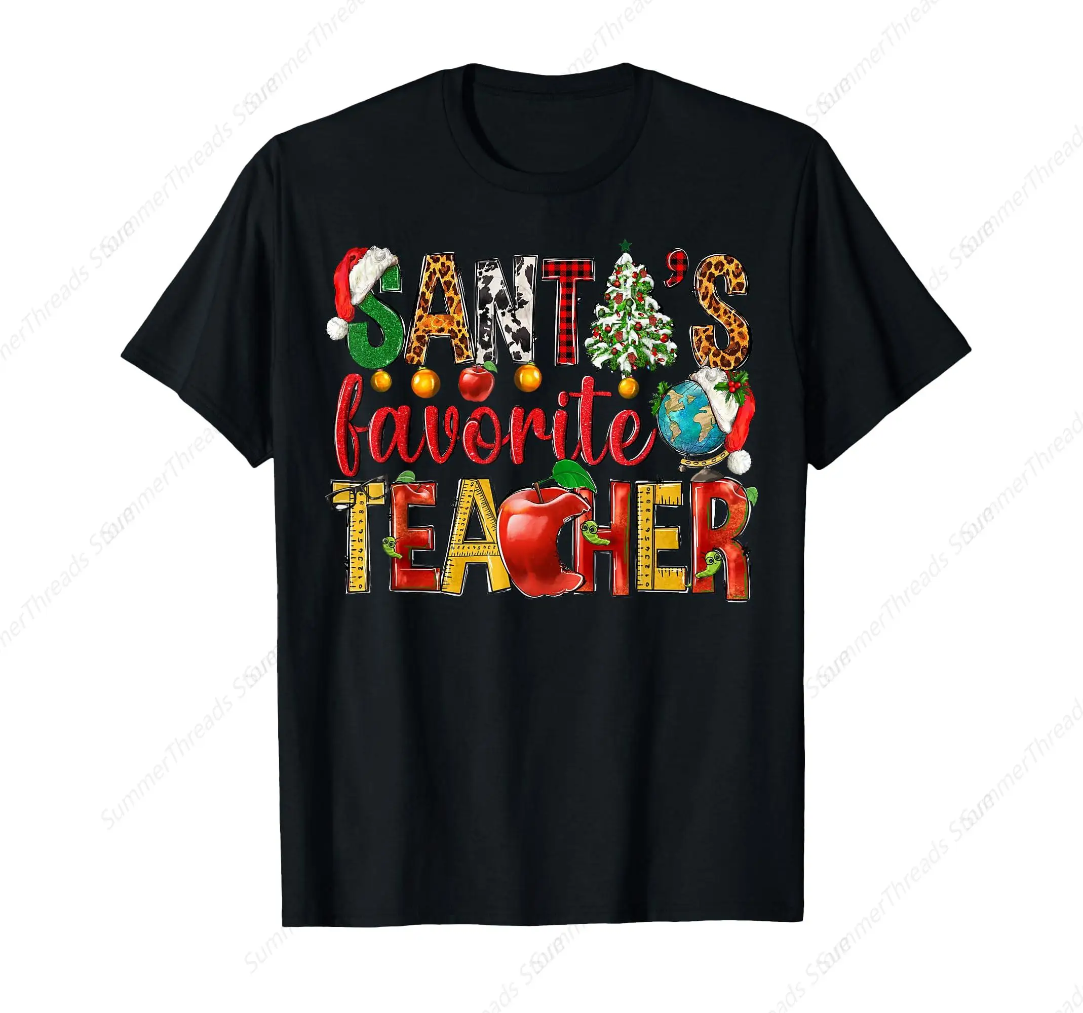 Santa'S Favorite Teacher Christmas Gifts Teacher Elements T-Shirt