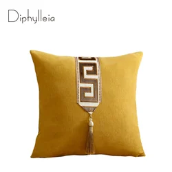 Diphylleia Italy Greek Gold Chenille Square Pillow Case 45x45cm Home Decor Hotel Sofa Chair Cushion Cover Coussin Dropshipping