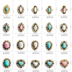 20pcs Mixed Random Retro Marbles AB Diamond Rhinestones 3D Nail Art Decorations Shiny Alloy Jewelry Fashion Design Manicure