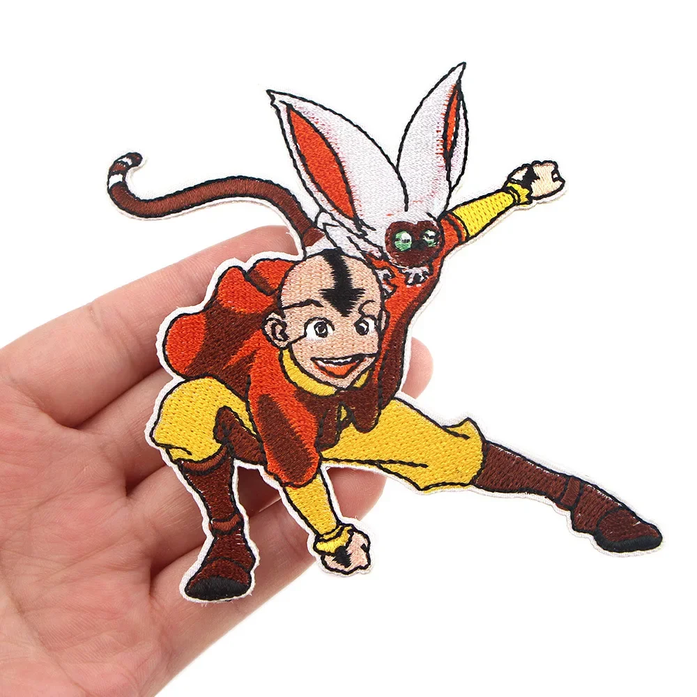 The Last Airbender Figures Patches Embroidery Iron on Appliques USA Cartoon Aang Badge Cute Appa Thermo Stickers for DIY Clothes