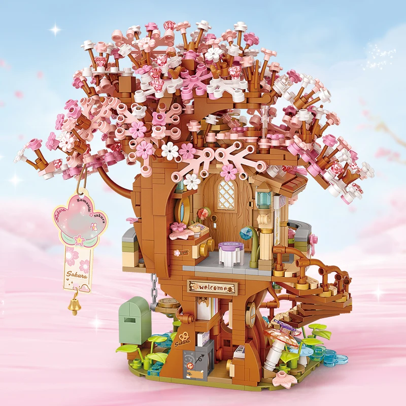 LOZ-1381 cerisier arbre maison poupée bricolage maison 3D modèle créatif assemblage filles et enfants blocs de construction jouet cadeau