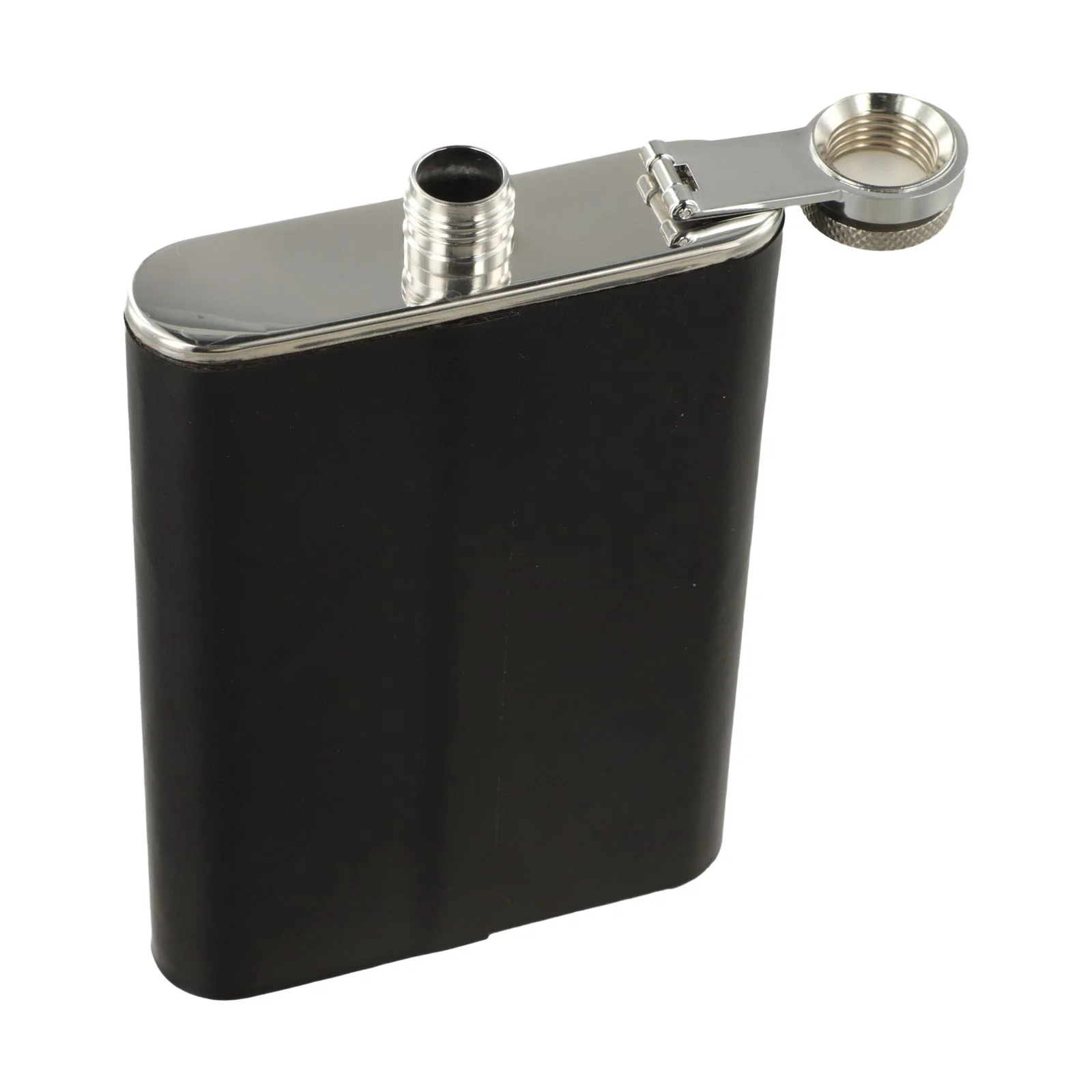 Portable Stainless Steel for hip Flask 8 Oz with Faux Leather Cover Leak for proof Swing Cap and Small Cup for Whiskey and