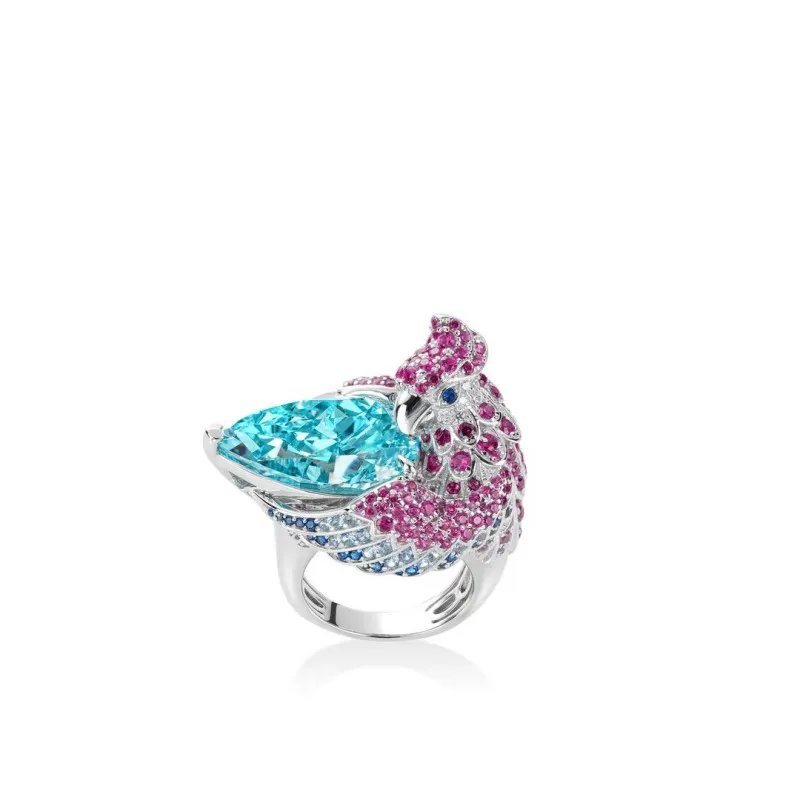 

ZOCA New Ladies Sterling 925 Silver Animal Parrot Ring Original Design Micro Zircon Party Jewelry Birthday Gift Wedding Ring