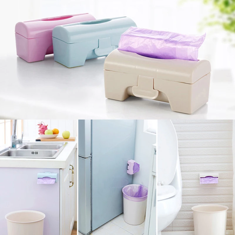 Garbage Bag Storage Box Wall Mounted Trash Bags Holder Kitchen Plastic Bag Container Bathroom Garbage Bag Dispenser Organizer