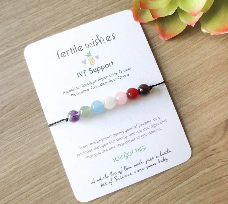 IVF Fertile Wish Bracelet, IVF Support Bracelet, Fertility Bracelet, Surrogate Gift, Black Nylon Cord, Fertility