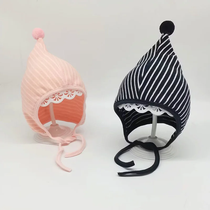 

Cotton Infant Hats Spring Girl Baby Bonnet Hat Solid Color Cotton Newborn Ear Protection Warm Cap