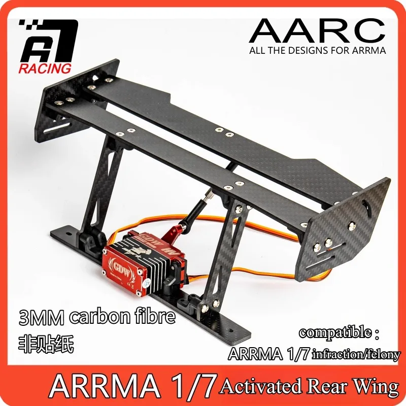 ARA480024 / ARA40041 ARRMA 1/7 Infraction/Felony Carbon Fiber Spoiler Kit Throttle-Activated Adjustable Wing for RC Racing Cars