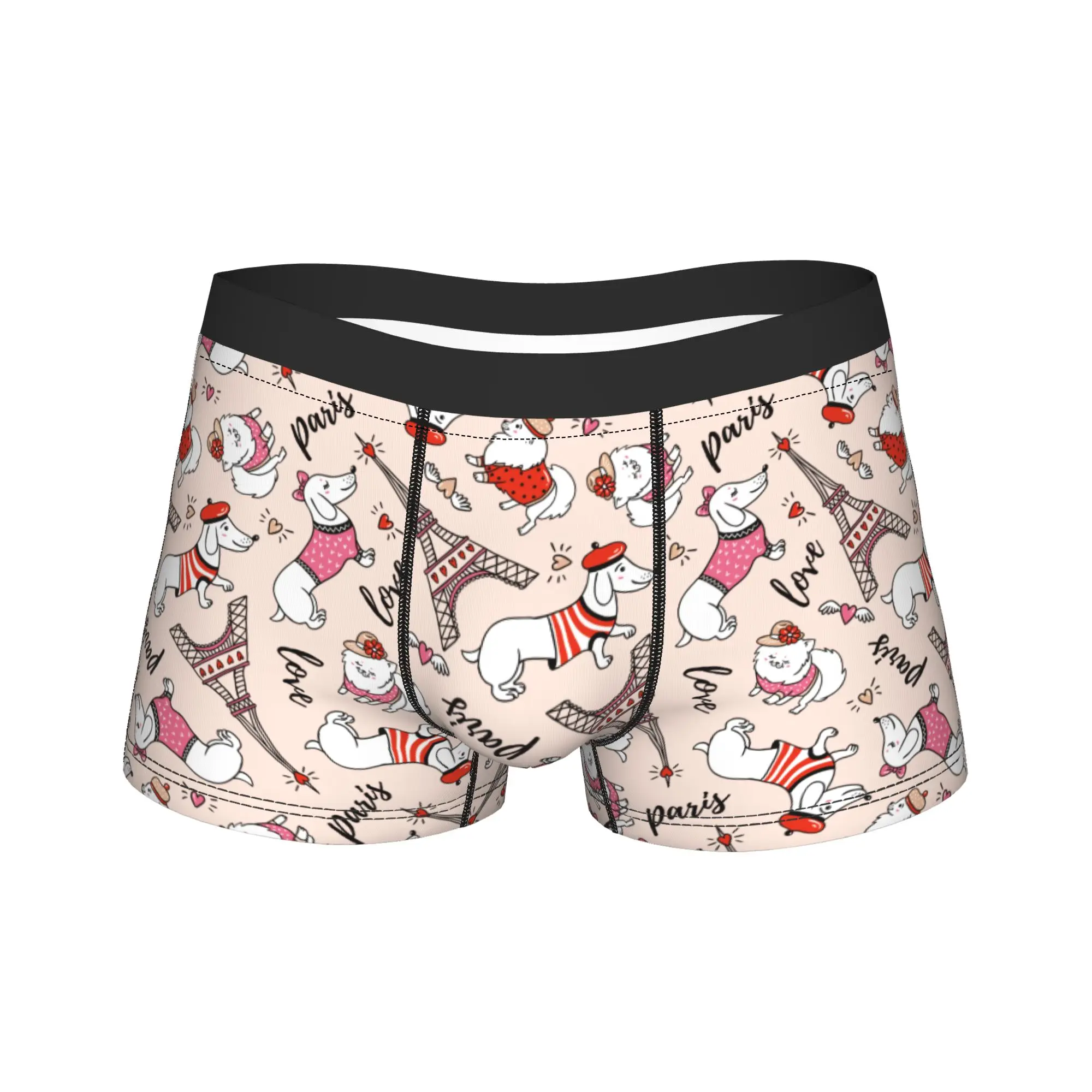 

Мужские трусы-боксеры с милым рисунком таксы и башни, шорты, дышащее нижнее белье для любителей собак, мужские трусы с юмором S-XXL