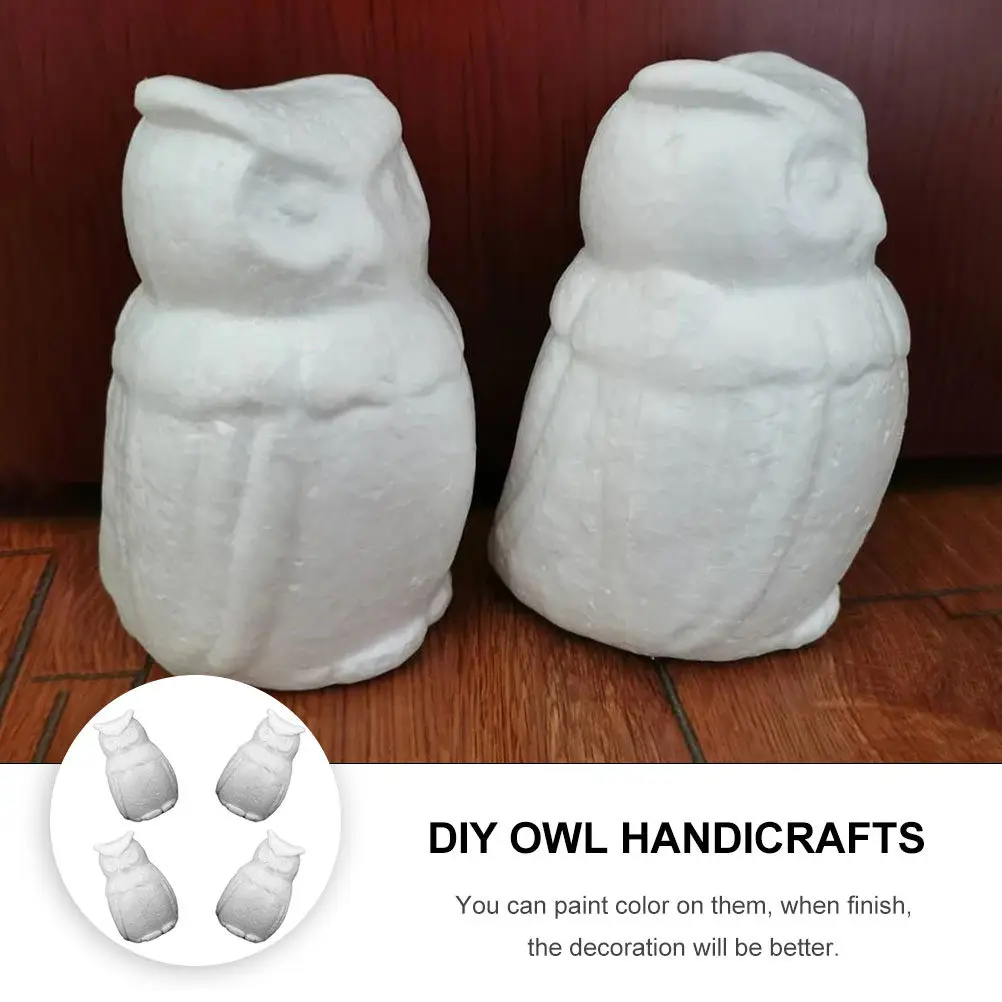 

Набор из 4 белых неокрашенных фигурок животных из пенопласта для детского творчества: совы для рисования и поделок своими руками