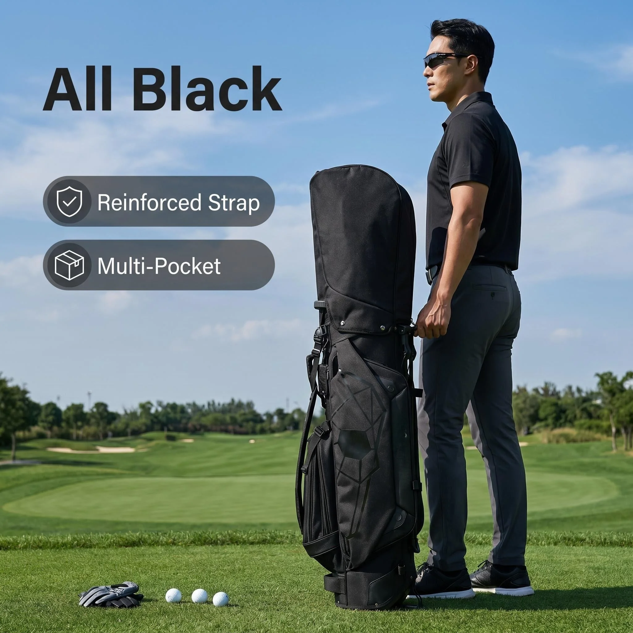 Borsa da golf AmazingKri, borsa da golf con supporto, borsa porta palline