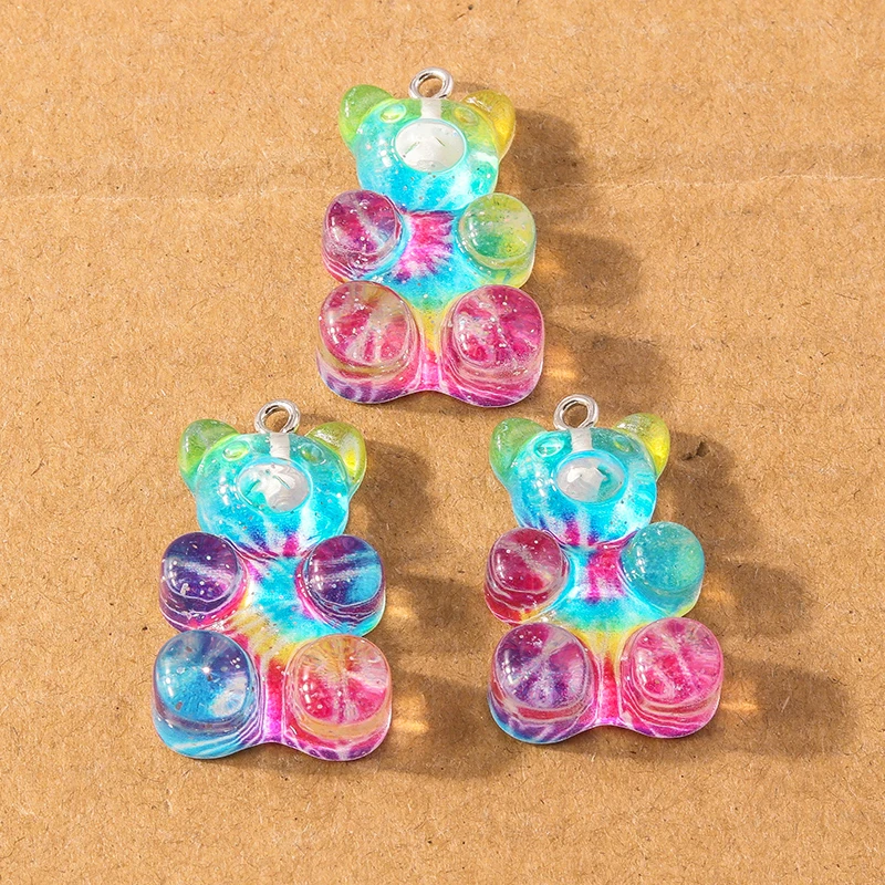 10pcs Cute Colorful Animal Gummy Bear Charms for Making Earrings Necklace Pendants DIY Handmade Jewelry Findings