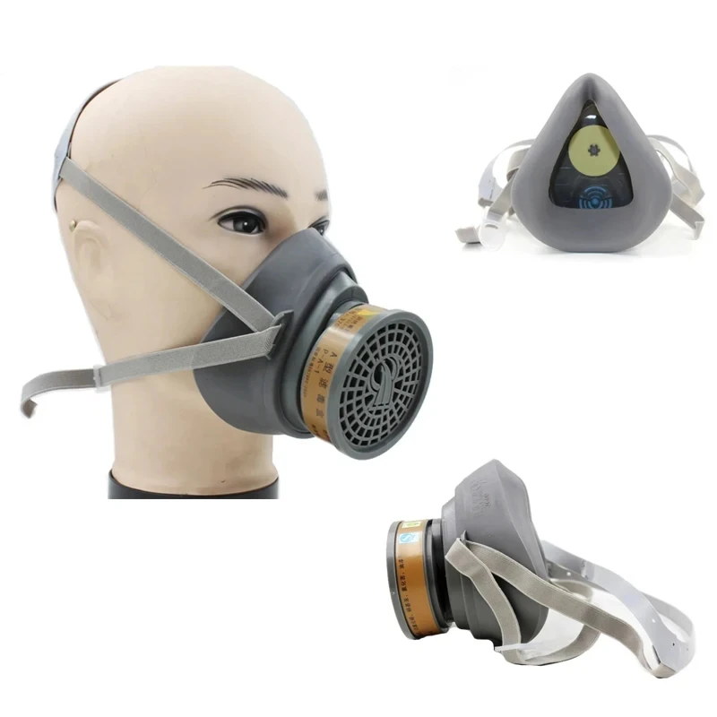 Nuova maschera antipolvere a Gas doppia cartuccia filtrante in carbonio per verniciatura a spruzzo maschera facciale a Gas per la protezione chimica