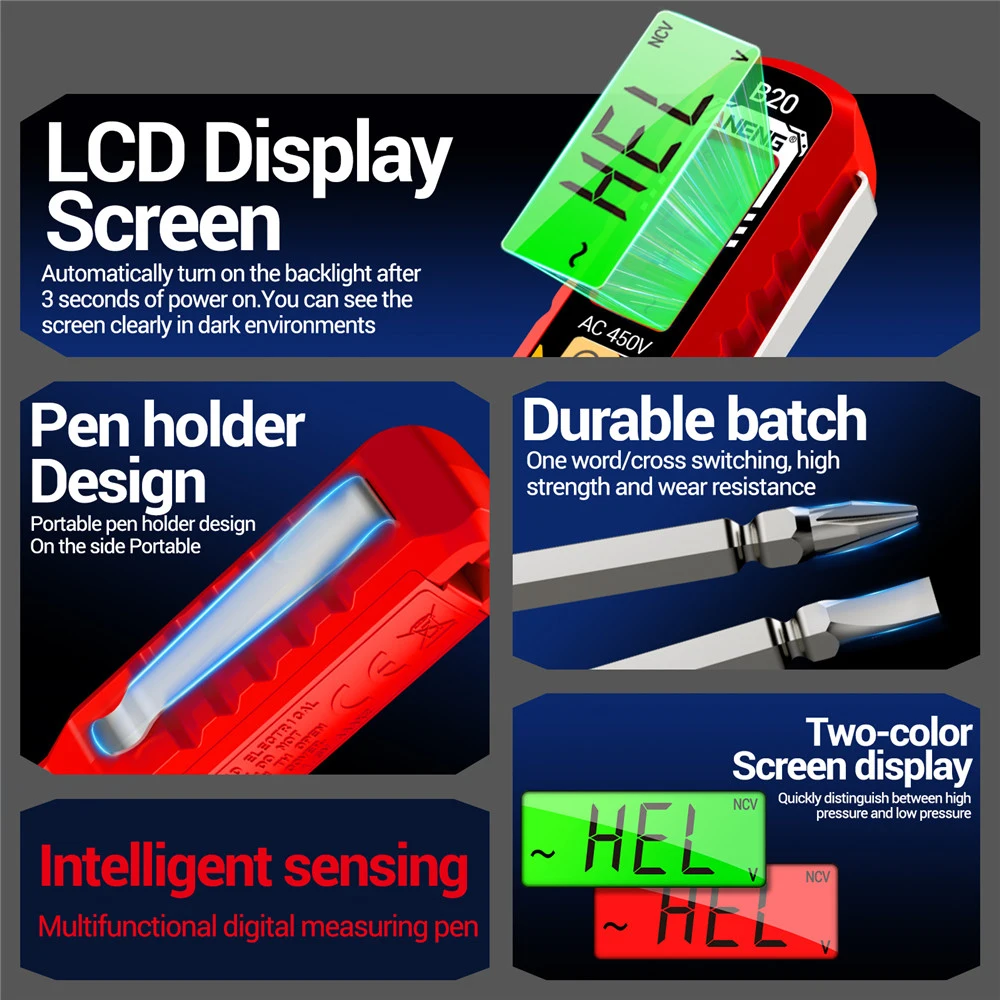 ANENG B20 جديد عالي الدقة جهاز قياس الجهد الكهربائي القلم متعدد الوظائف كشف نقطة التوقف شاشة ديجيتال أداة الحث الكهربائية #2