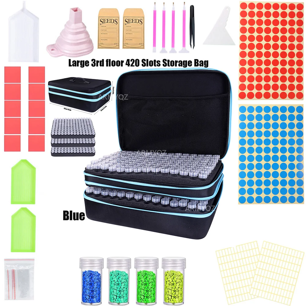 

Large 3rd floor Diamond Painting Storage Containers 420 Slots Accessories Tools Portable Diamond Art Storage Case Beads Storage