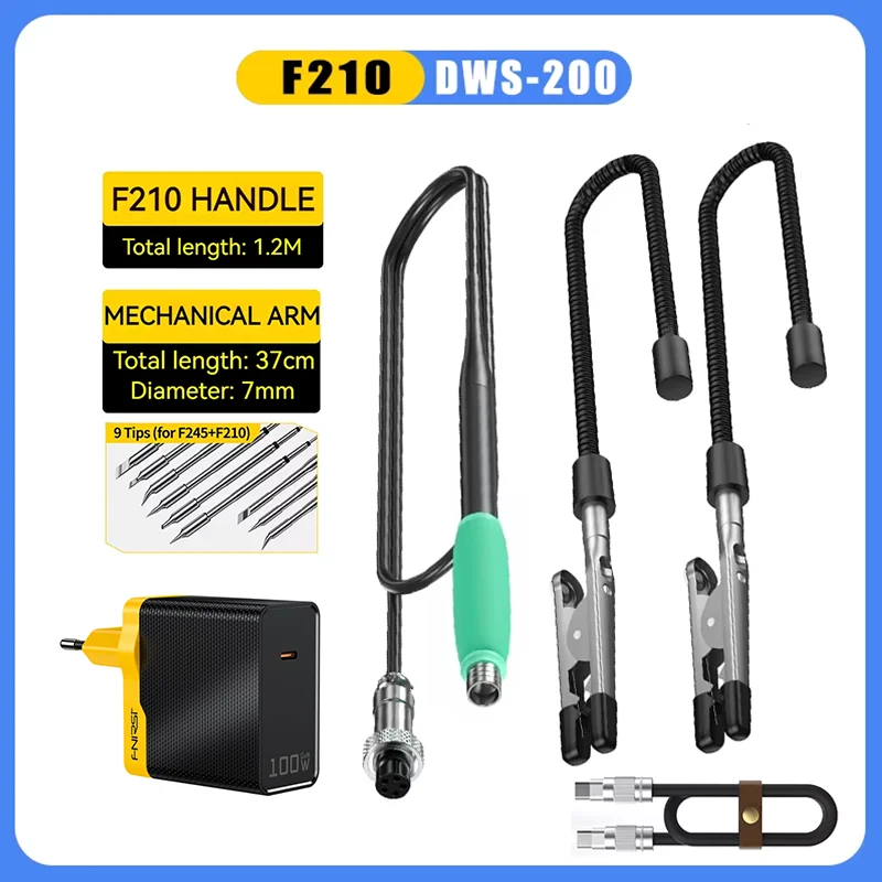 FNIRSI HS-02 DWS-200 Welding Station Accessories F210/F245 Handle Robot Arm Iron Tip Assembly Welding Tool Kit