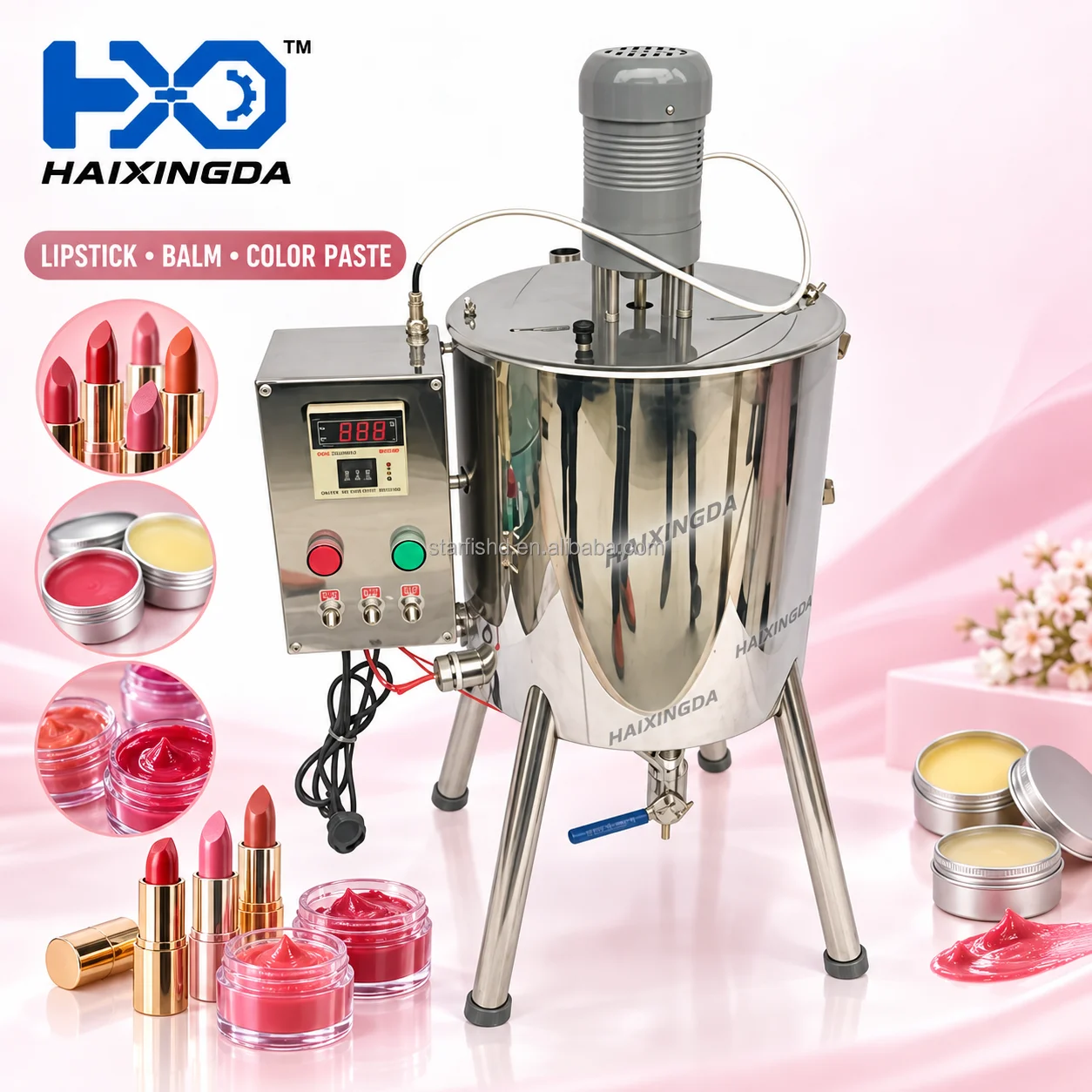 Lipstick Filling Machine With Heated Mixing Tank Stainless Steel Cosmetic Paste Filler For Lip Balm And Lip Gloss Production