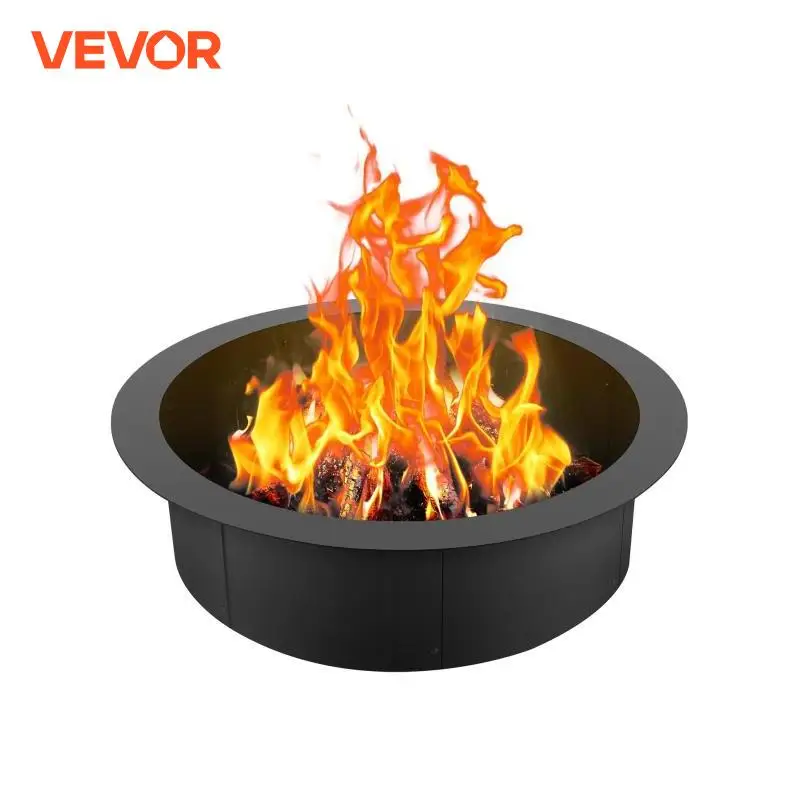 VEVOR Fire Pit Ring Thick Fire Pit Insert Heavy Duty Carbon Steel Liner DIY Campfire Ring above or In-Ground for Outdoor Camping