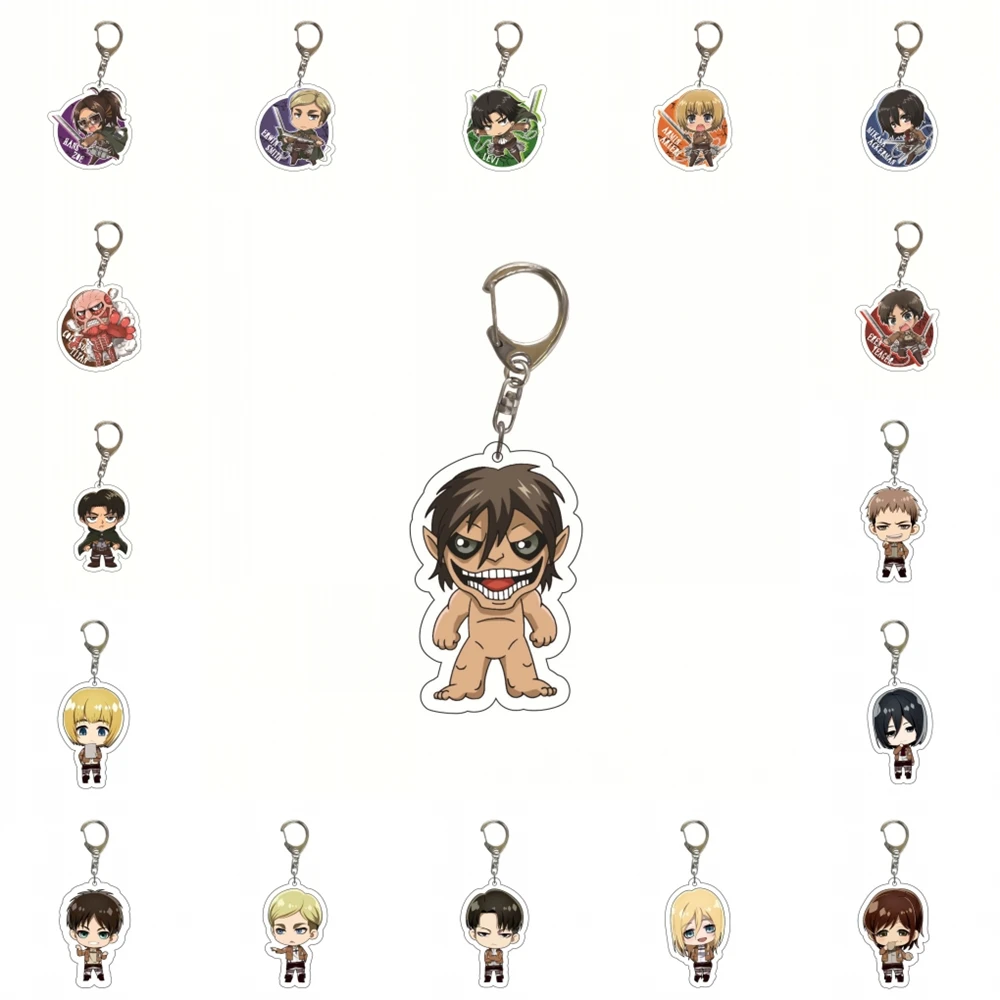 Anime Shingeki Attack on Titan‌ Kyojin Mikasa Levi Ackerman Cosplay Costume Acrylic Keychain Keyring Key Xmas Gift Prop