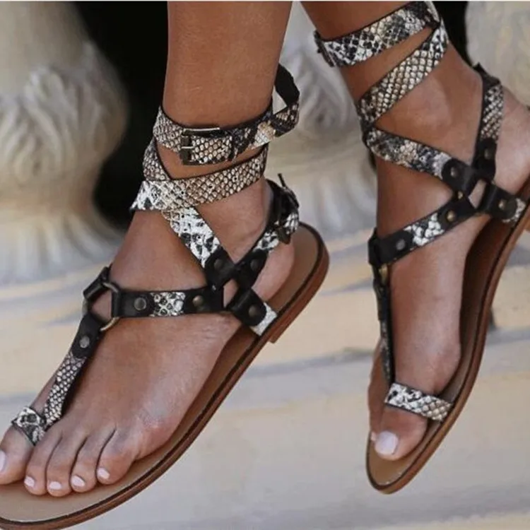 Flat Sandal Shoe Strappy Heels Flip Flops Platform Large Size Cross 2024 Summer Cross-Shoes Without Comfort Corrective Big Fash