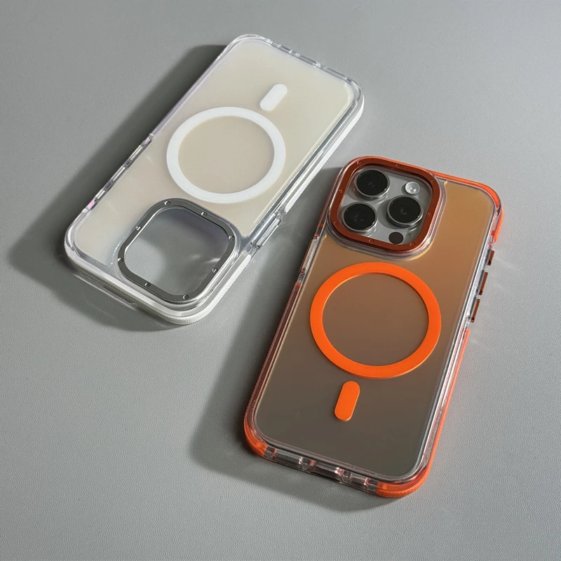 Non-slip Laser Wireless Charging for MagSafe Phone Case for iPhone 17 16Pro Max 15 16 Pro 13 14 12 Metal Lens Protective Cover