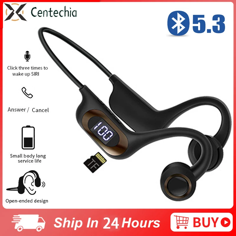 AKZ-G3 Bone Conduction Bluetooth Earphone V5.3 Ear-hook Air Conduction Wireless Waterproof Sports Headphone Supports TF Card